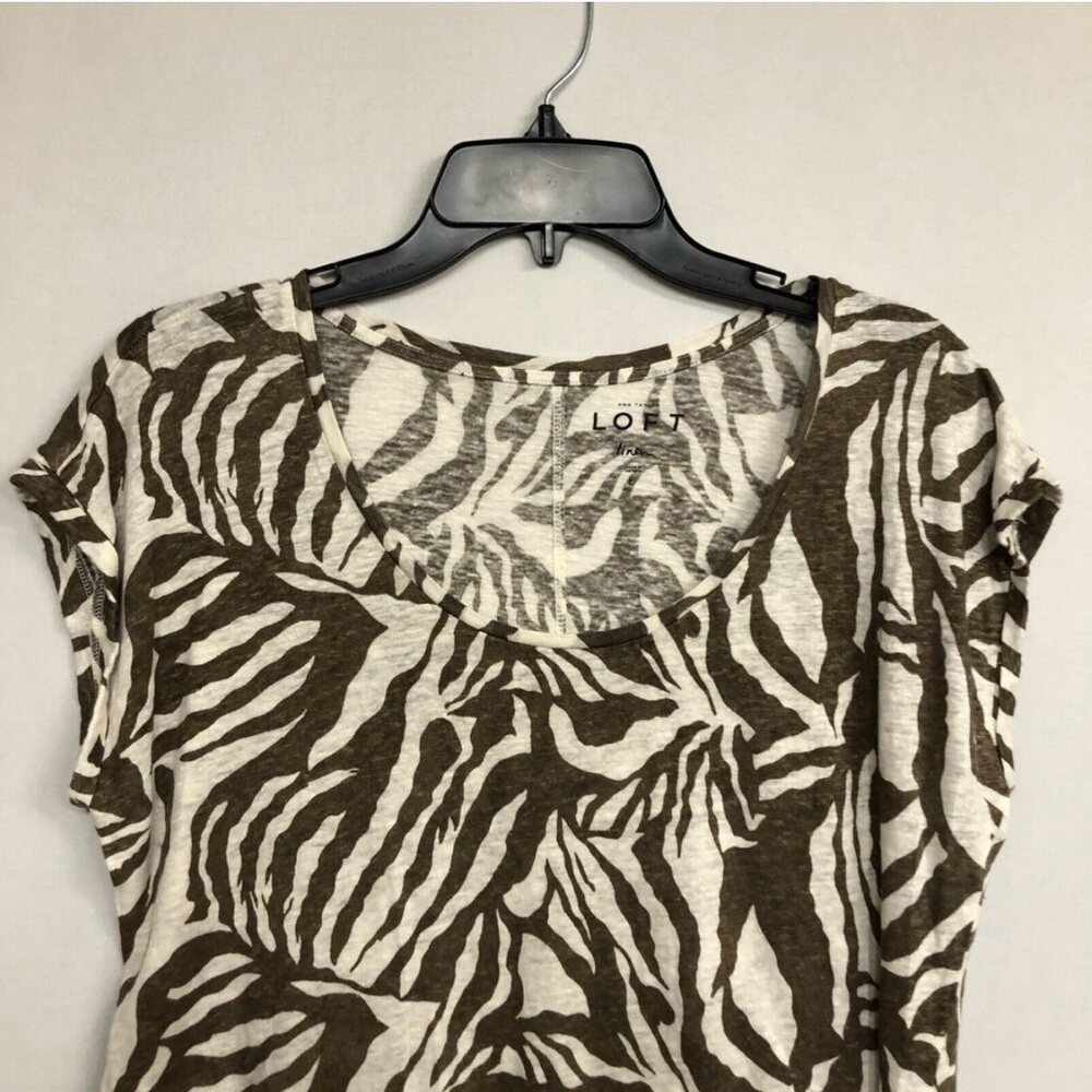 LOFT linen Zebra Print Women's Top - fits like size M